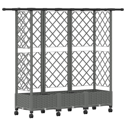 Raised Bed with Trellis and Roof Light Grey 164 x 40 x 127 cm