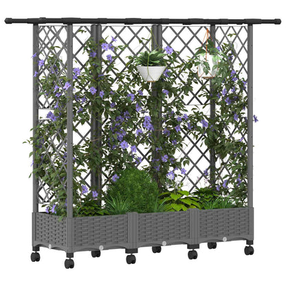 Raised Bed with Trellis and Roof Light Grey 164 x 40 x 127 cm