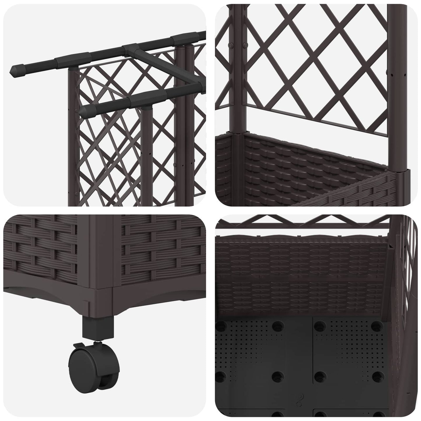 Raised Bed with Trellis and Roof Brown 163.5 x 40 x 142 cm PP