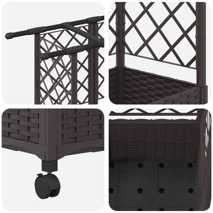 Raised Bed with Trellis and Roof Brown 163.5 x 40 x 142 cm PP