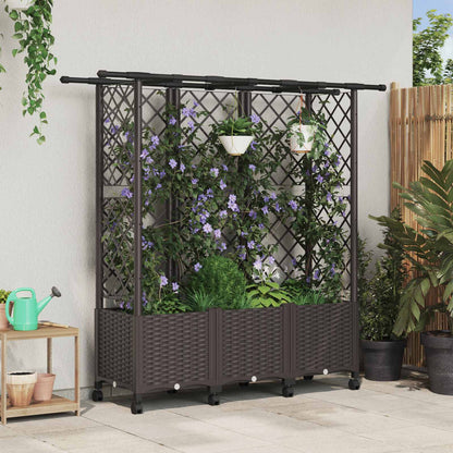 Raised Bed with Trellis and Roof Brown 163.5 x 40 x 142 cm PP
