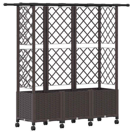 Raised Bed with Trellis and Roof Brown 163.5 x 40 x 142 cm PP