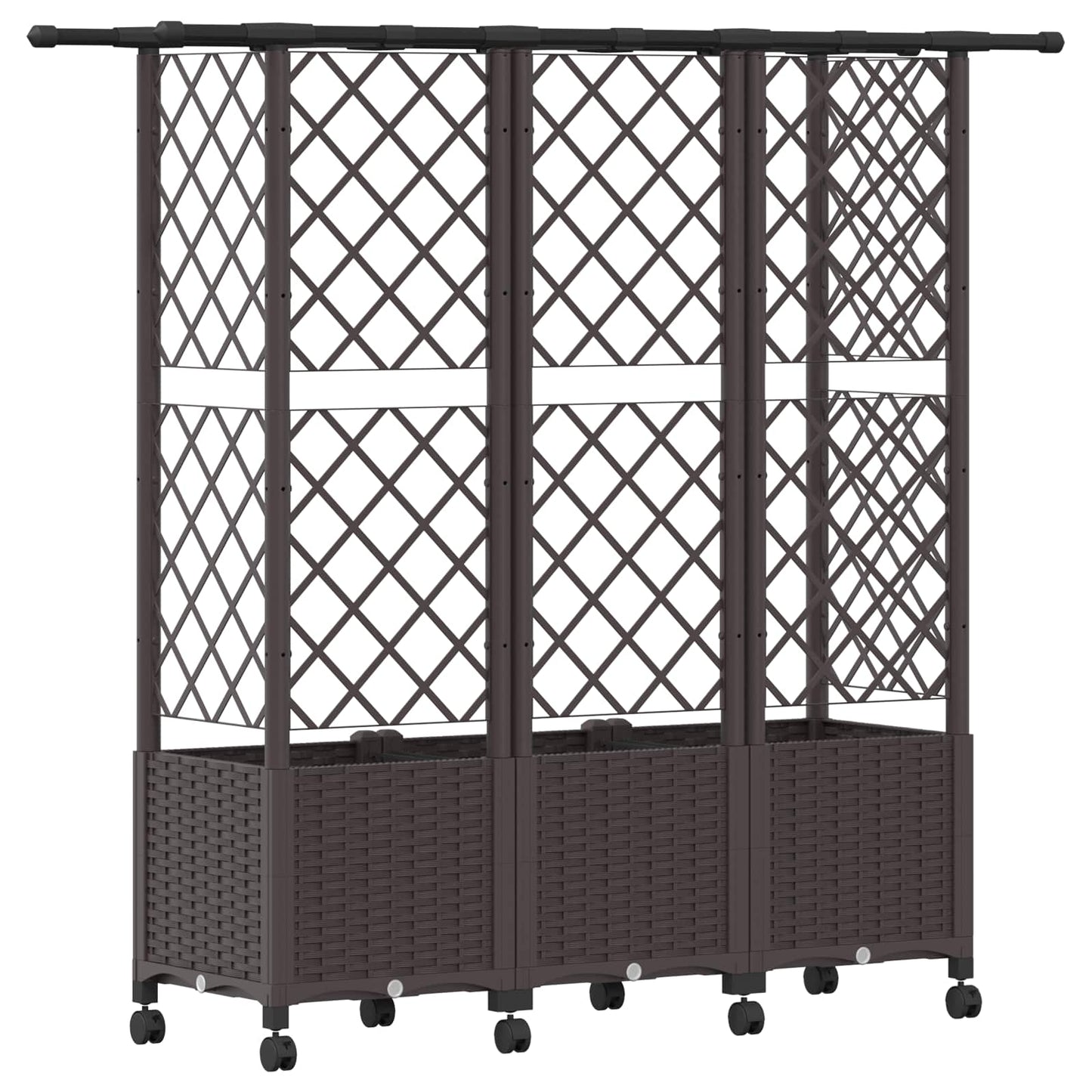 Raised Bed with Trellis and Roof Brown 163.5 x 40 x 142 cm PP