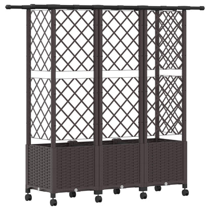 Raised Bed with Trellis and Roof Brown 163.5 x 40 x 142 cm PP