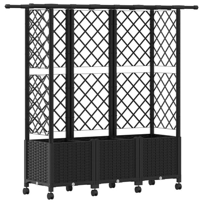 Raised Bed with Trellis and Roof Black 163.5 x 40 x 142 cm PP