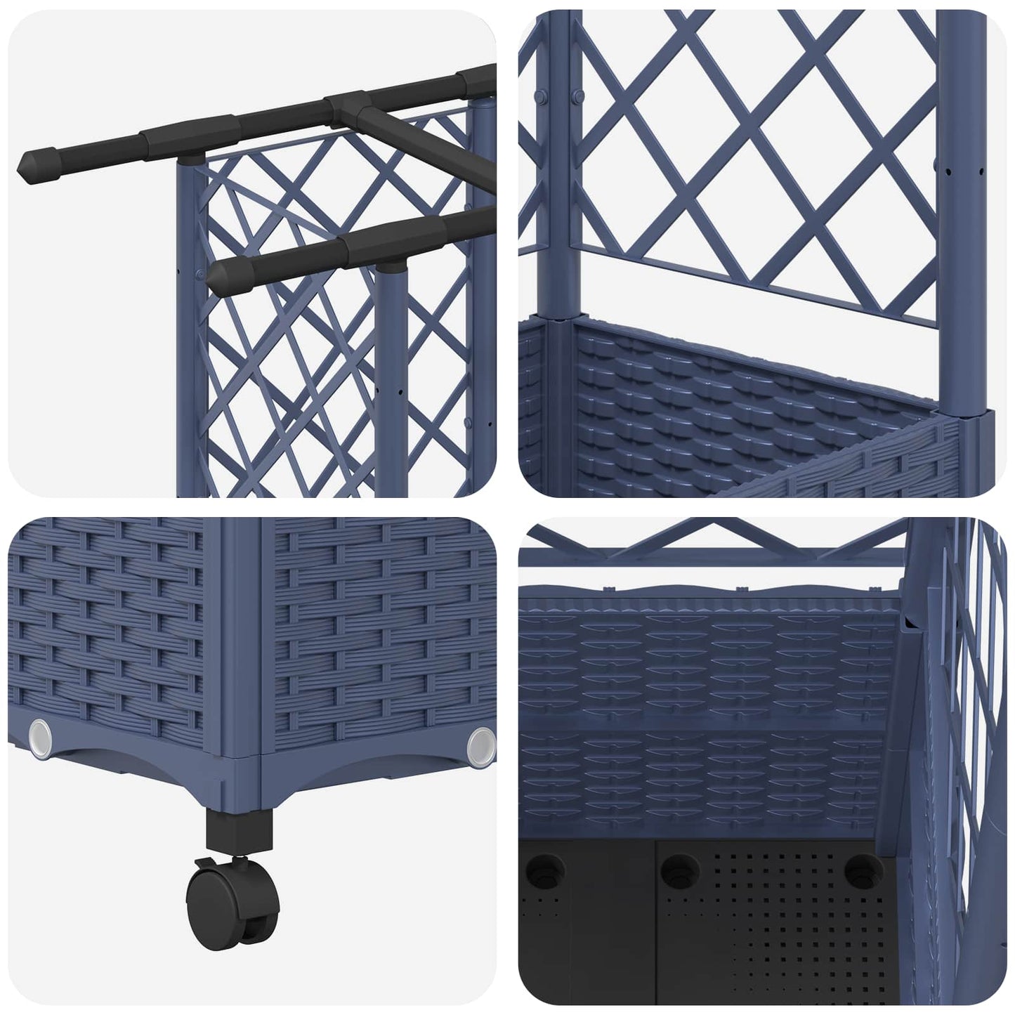 Raised Bed with Trellis and Roof Grey 163.5 x 40 x 142 cm PP