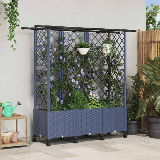 Raised Bed with Trellis and Roof Grey 163.5 x 40 x 142 cm PP