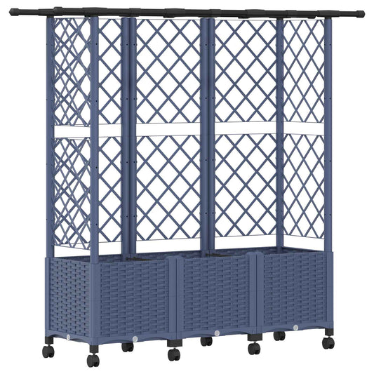 Raised Bed with Trellis and Roof Grey 163.5 x 40 x 142 cm PP