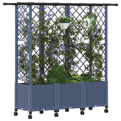 Raised Bed with Trellis and Roof Grey 163.5 x 40 x 142 cm PP