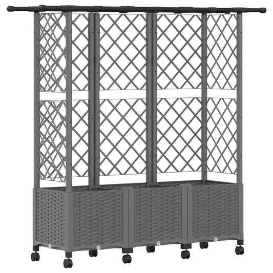 Raised Bed with Trellis and Roof Light Grey 163.5 x 40 x 142 cm