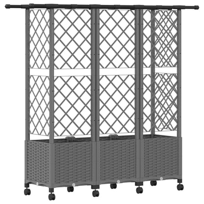 Raised Bed with Trellis and Roof Light Grey 163.5 x 40 x 142 cm