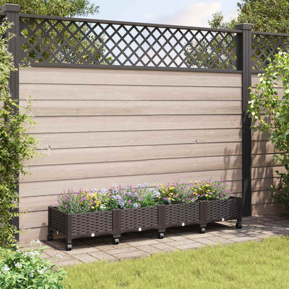 Garden Planter with Wheels Brown 160 x 40 x 29 cm PP