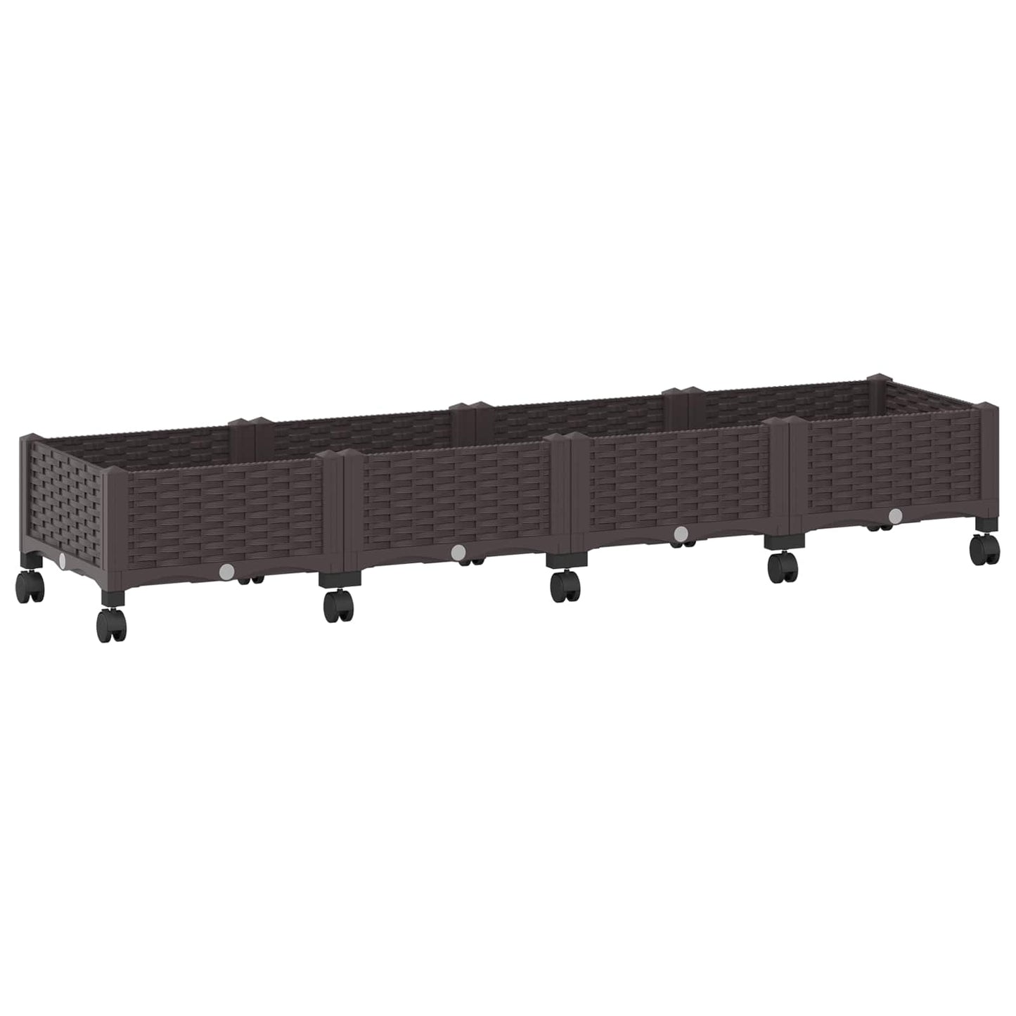 Garden Planter with Wheels Brown 160 x 40 x 29 cm PP