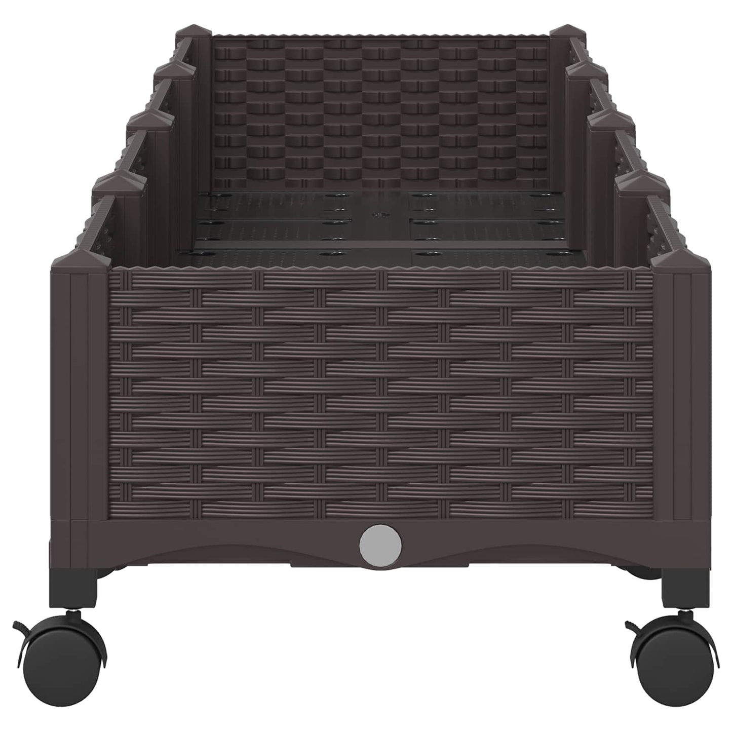 Garden Planter with Wheels Brown 160 x 40 x 29 cm PP