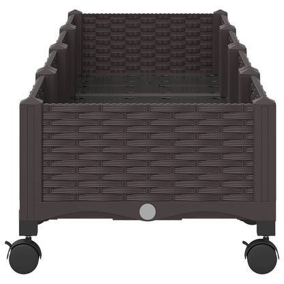 Garden Planter with Wheels Brown 160 x 40 x 29 cm PP