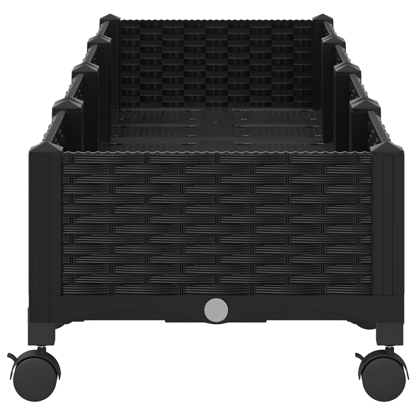 Garden Planter with Wheels Black 160 x 40 x 29 cm PP