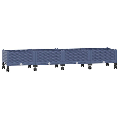 Garden Planter with Wheels Blue Grey 160 x 40 x 33 cm PP