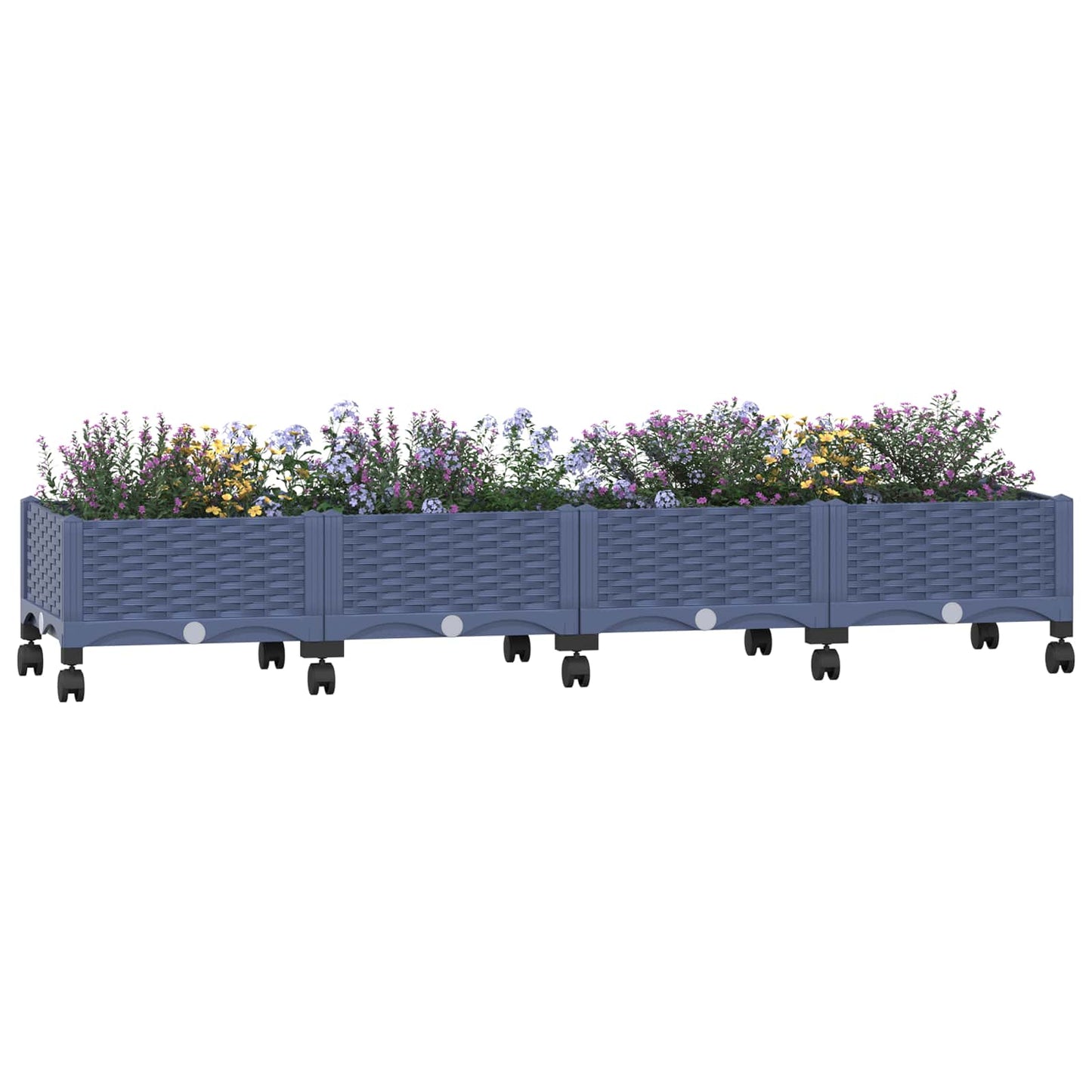 Garden Planter with Wheels Blue Grey 160 x 40 x 33 cm PP