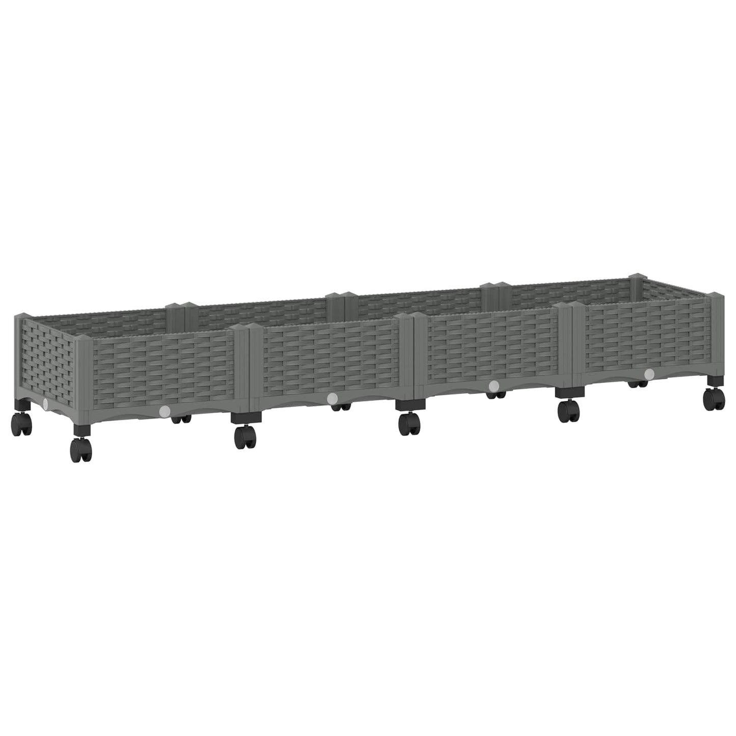 Garden Planter with Wheels Light Grey 160 x 40 x 33 cm PP