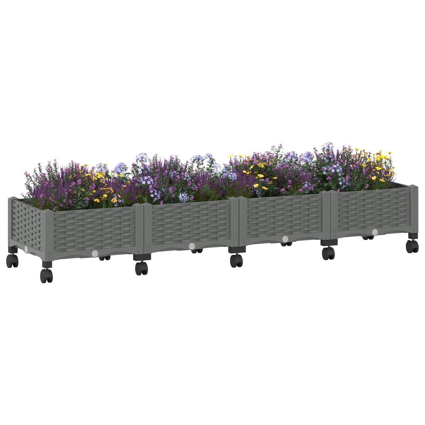 Garden Planter with Wheels Light Grey 160 x 40 x 33 cm PP