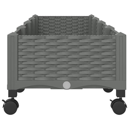 Garden Planter with Wheels Light Grey 160 x 40 x 33 cm PP