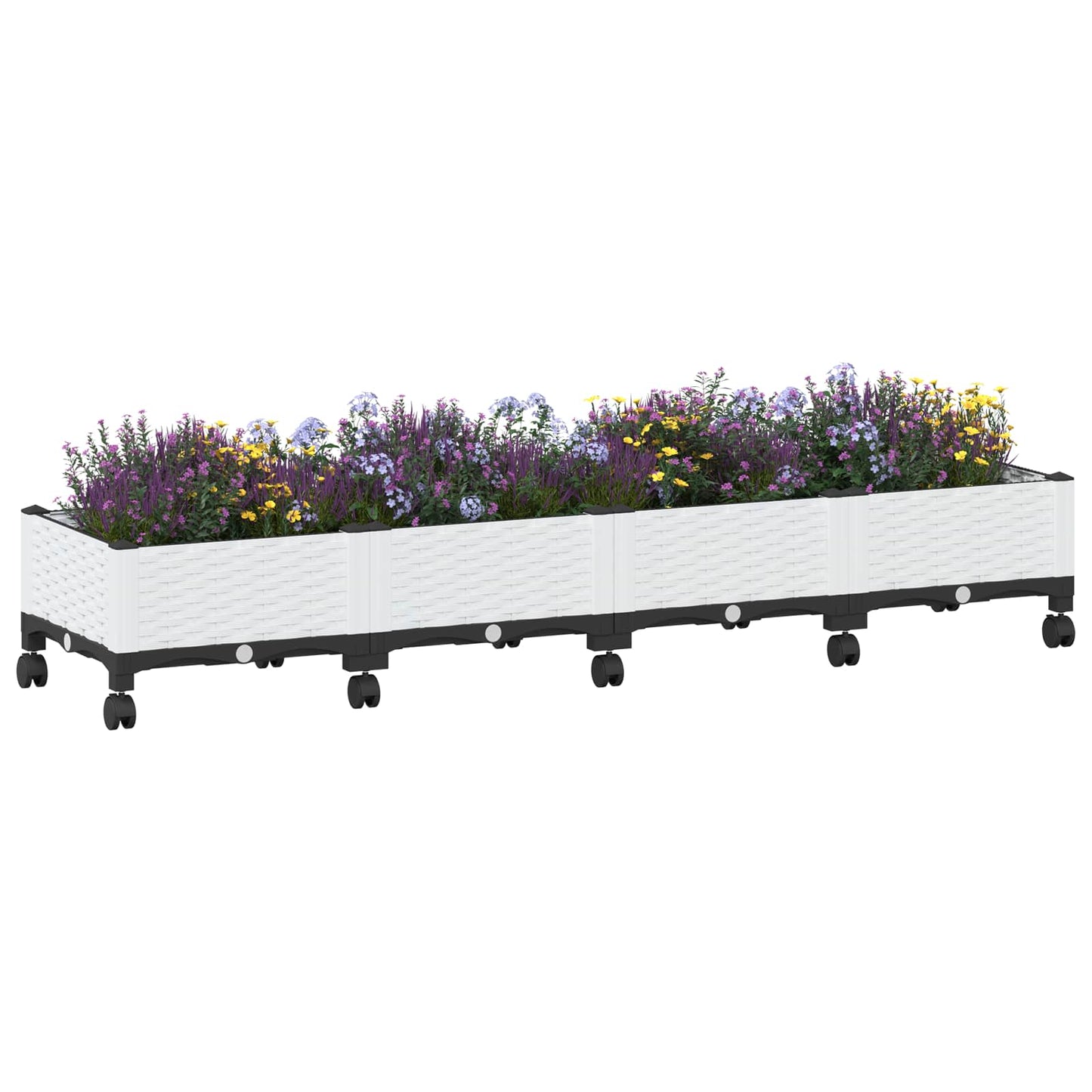 Garden Planter with Wheels White 160 x 40 x 33 cm PP