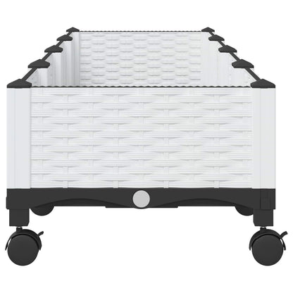 Garden Planter with Wheels White 160 x 40 x 33 cm PP
