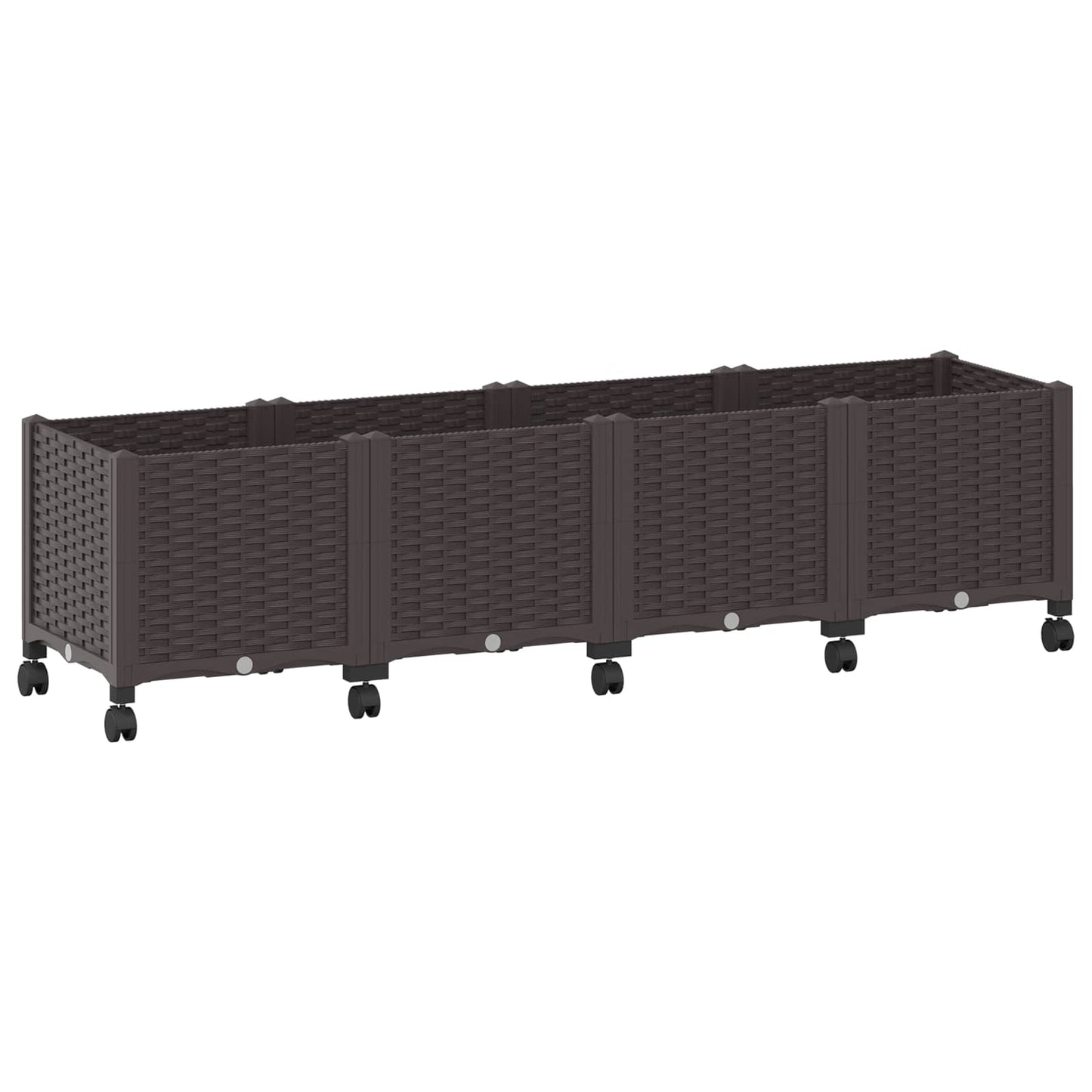 Garden Planter with Wheels Brown 160 x 40 x 44 cm PP