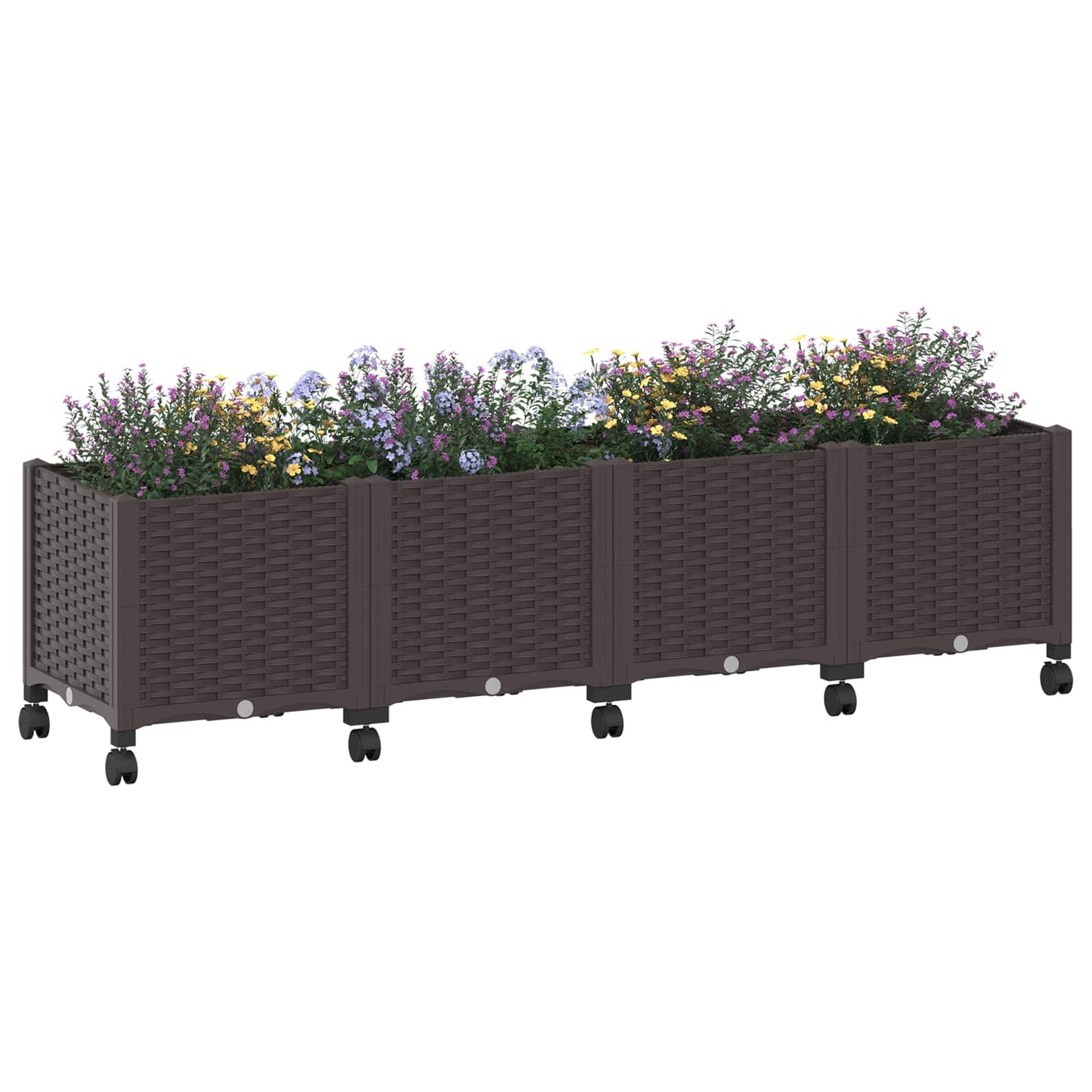 Garden Planter with Wheels Brown 160 x 40 x 44 cm PP