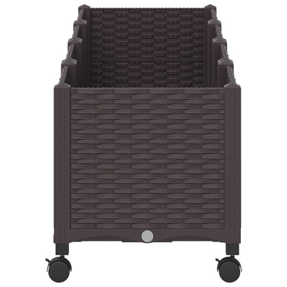 Garden Planter with Wheels Brown 160 x 40 x 44 cm PP