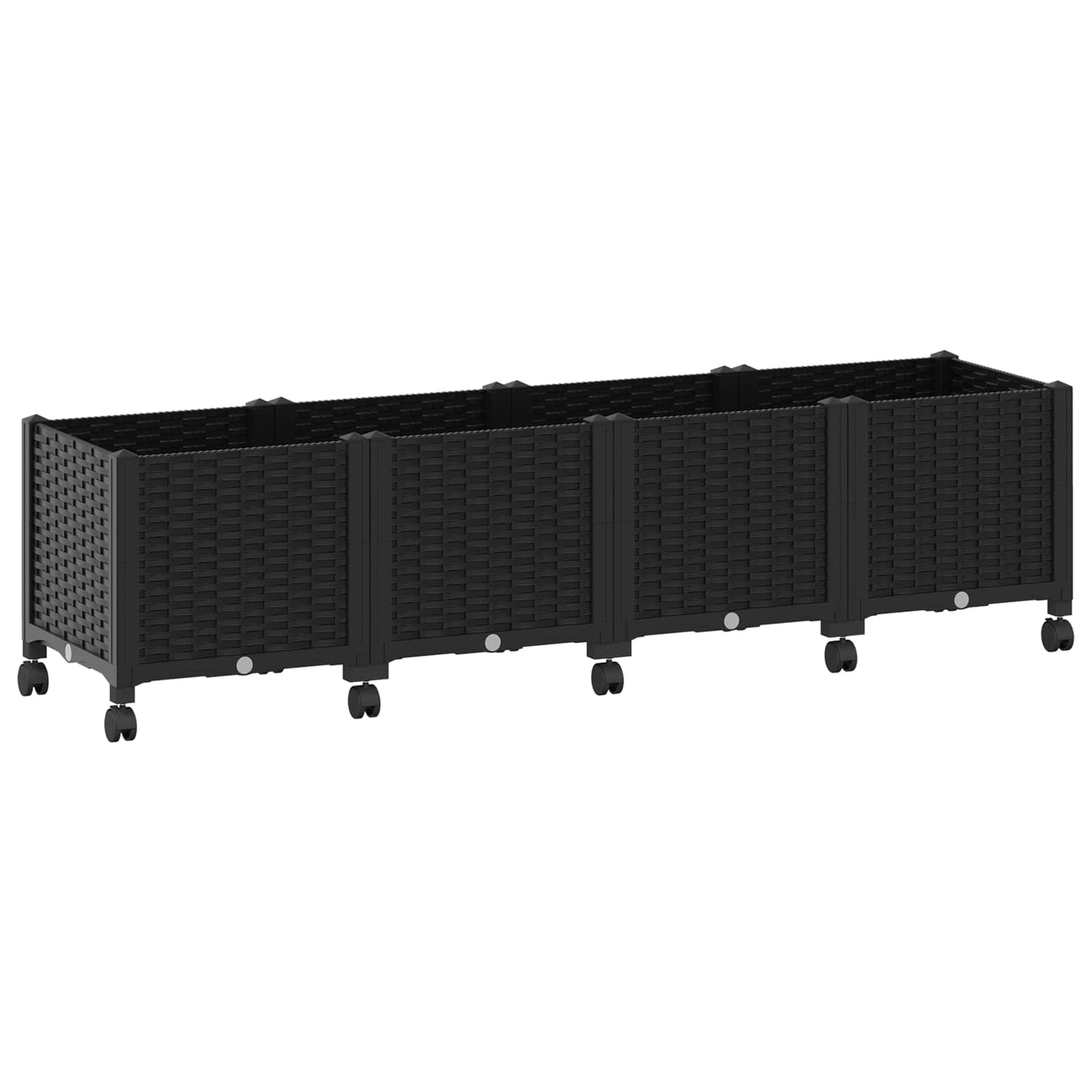 Garden Planter with Wheels Black 160 x 40 x 44 cm PP