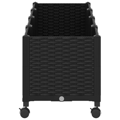 Garden Planter with Wheels Black 160 x 40 x 44 cm PP