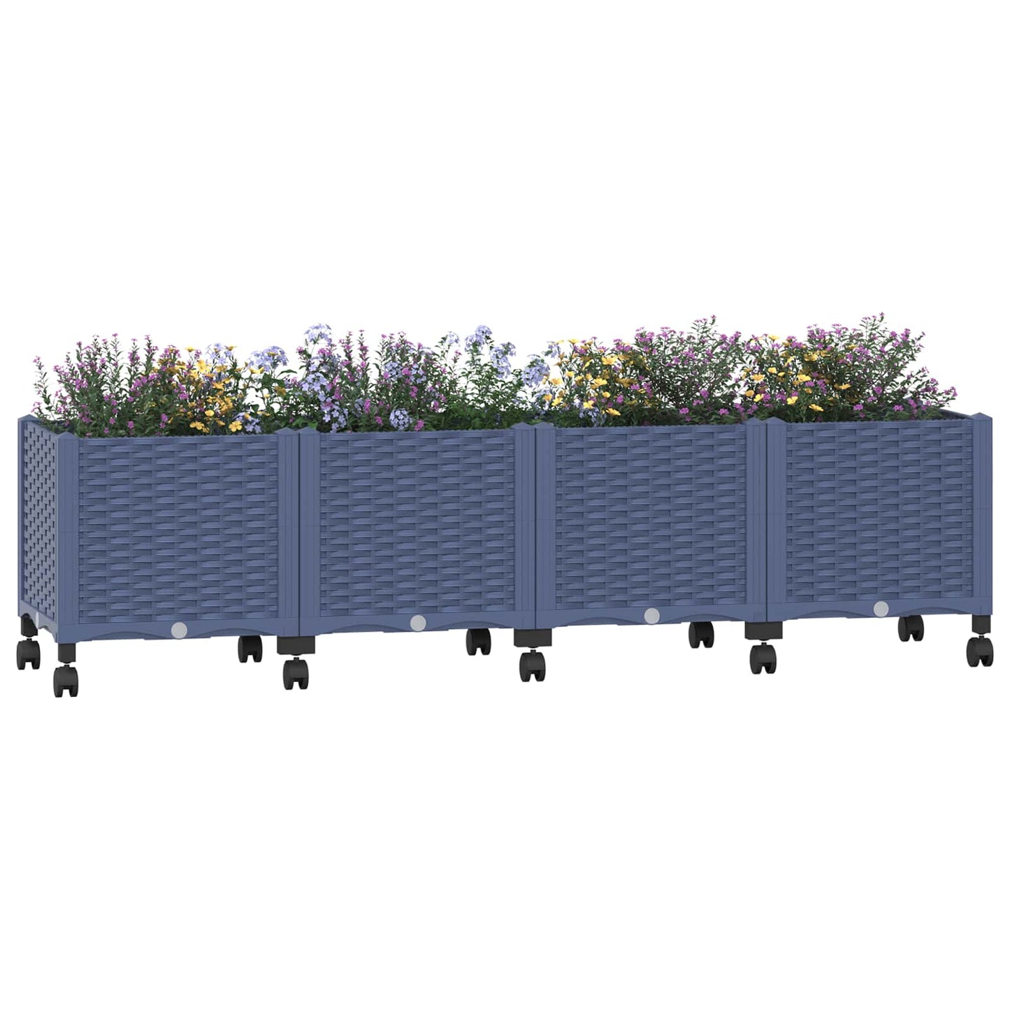 Garden Planter with Wheels Blue Grey 160 x 40 x 48 cm PP