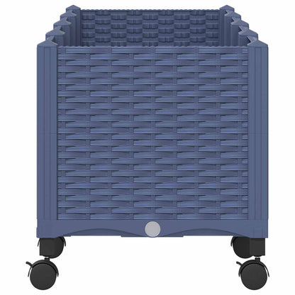 Garden Planter with Wheels Blue Grey 160 x 40 x 48 cm PP