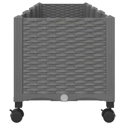 Garden Planter with Wheels Light Grey 160 x 40 x 48 cm PP