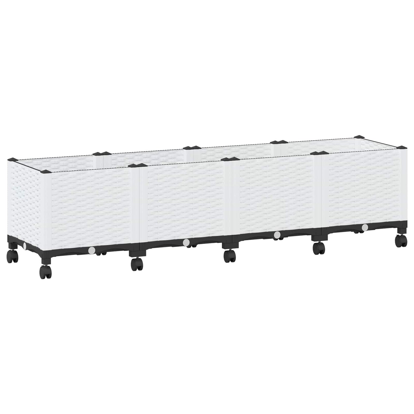 Garden Planter with Wheels White 160 x 40 x 48 cm PP