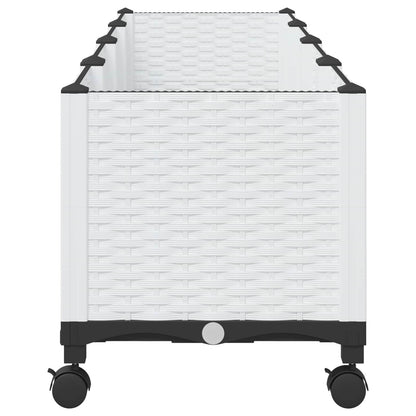 Garden Planter with Wheels White 160 x 40 x 48 cm PP