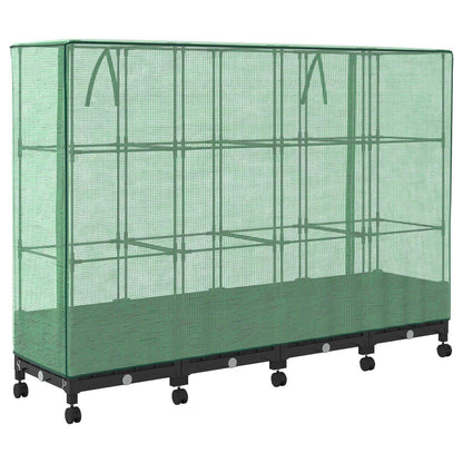 Garden Planter with Greenhouse Cover&Wheels 4 pcs Black PP