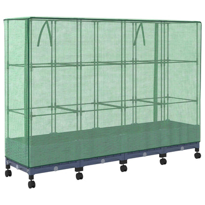 Garden Planter with Greenhouse Cover&Wheels 4 pcs Blue Grey PP