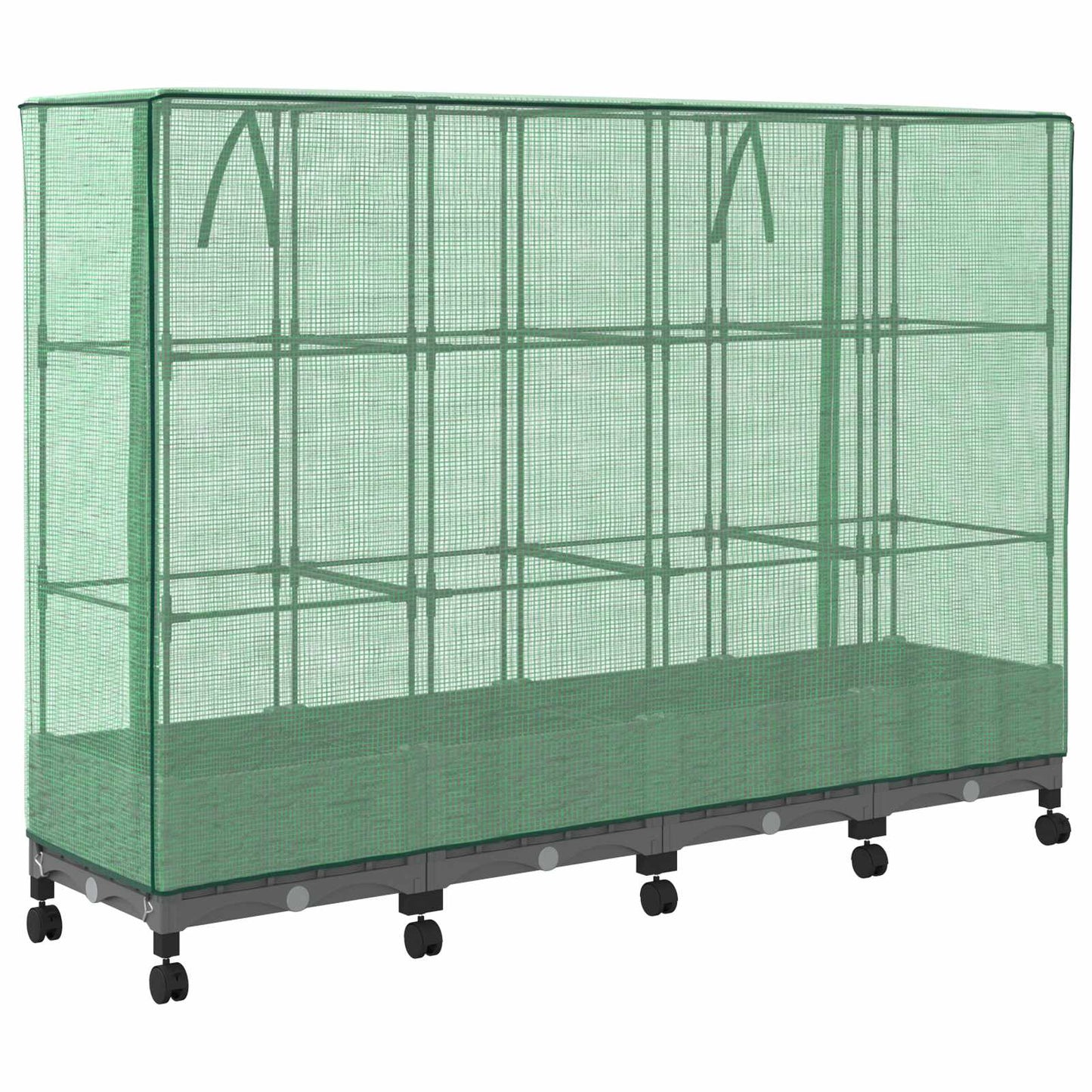 Garden Planter with Greenhouse Cover&Wheels 4 pcs Light Grey PP