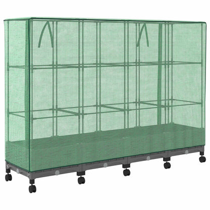 Garden Planter with Greenhouse Cover&Wheels 4 pcs Light Grey PP