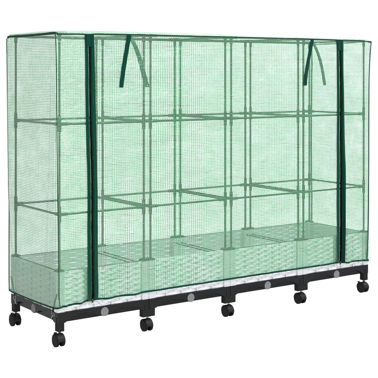 Garden Planter with Greenhouse Cover&Wheels 4 pcs White PP