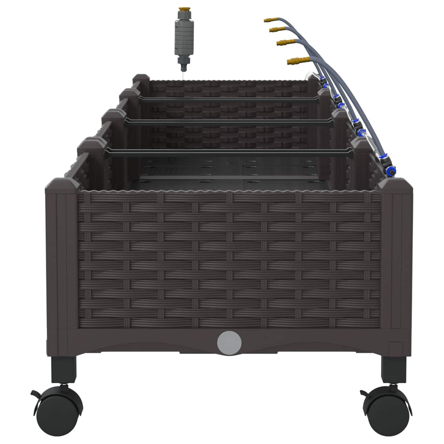 Garden Planter with Irrigation&Wheels 4 pcs Brown PP