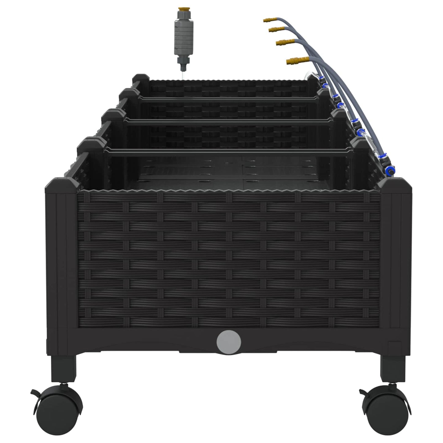 Garden Planter with Irrigation&Wheels 4 pcs Black PP