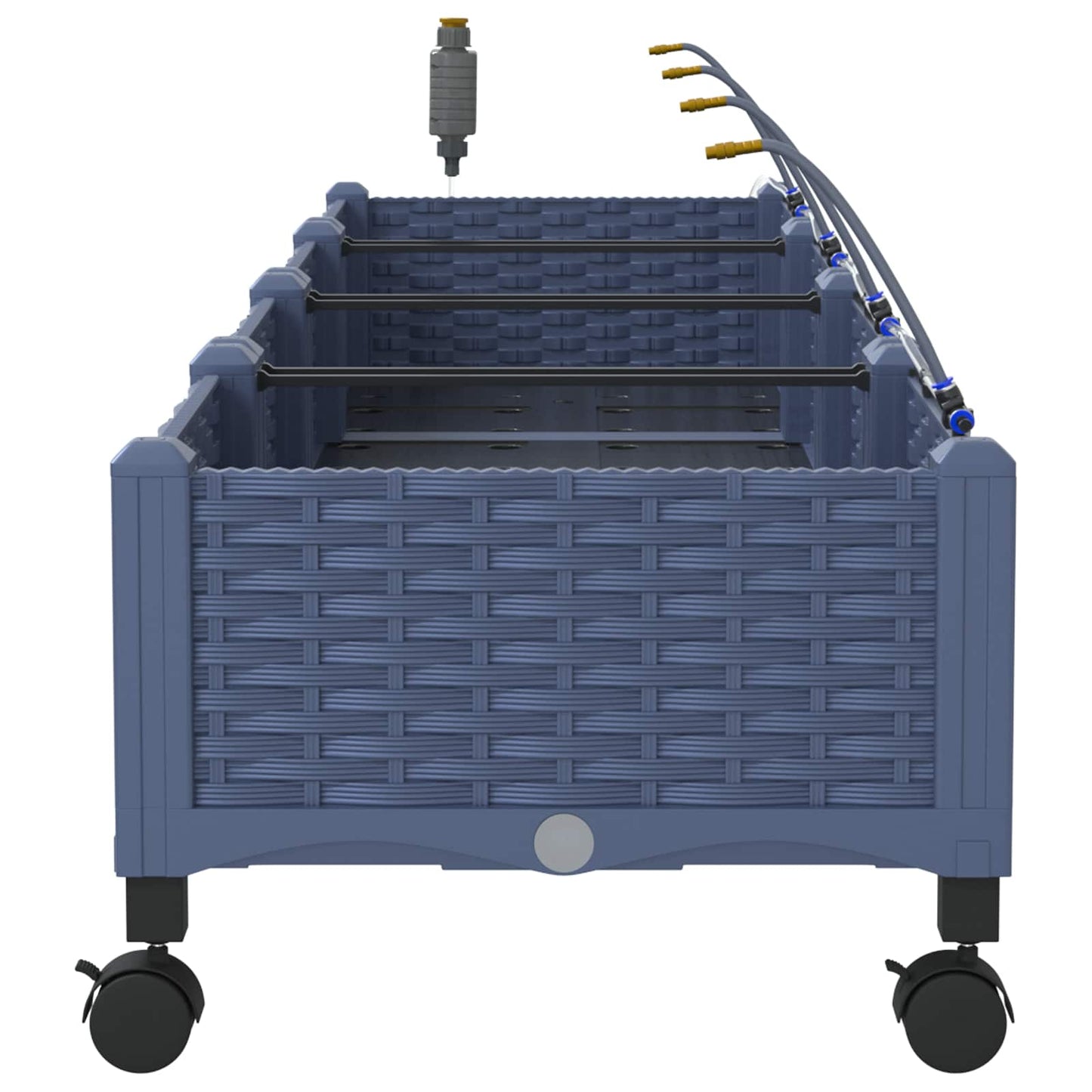 Garden Planter with Irrigation&Wheels 4 pcs Grey PP