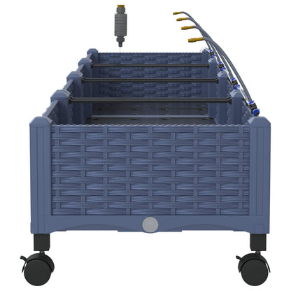 Garden Planter with Irrigation&Wheels 4 pcs Grey PP