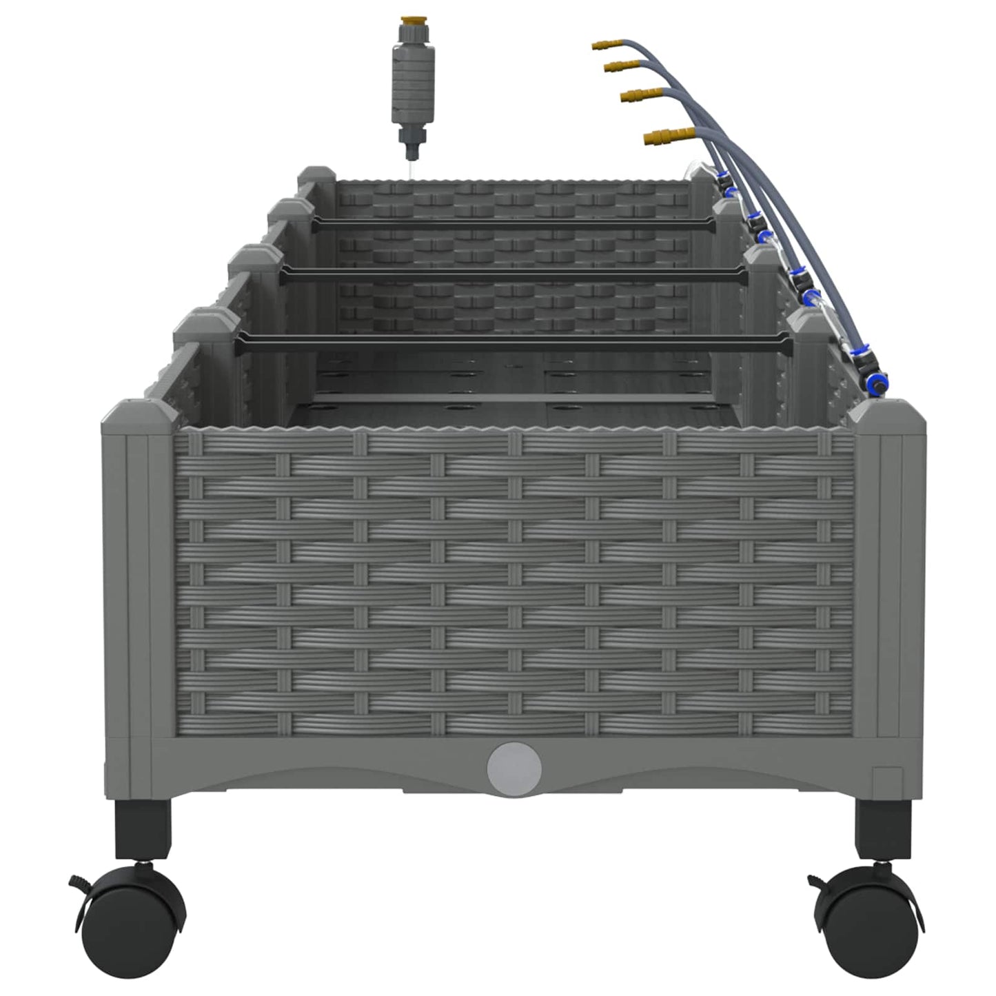 Garden Planter with Irrigation&Wheels 4 pcs Light Grey PP