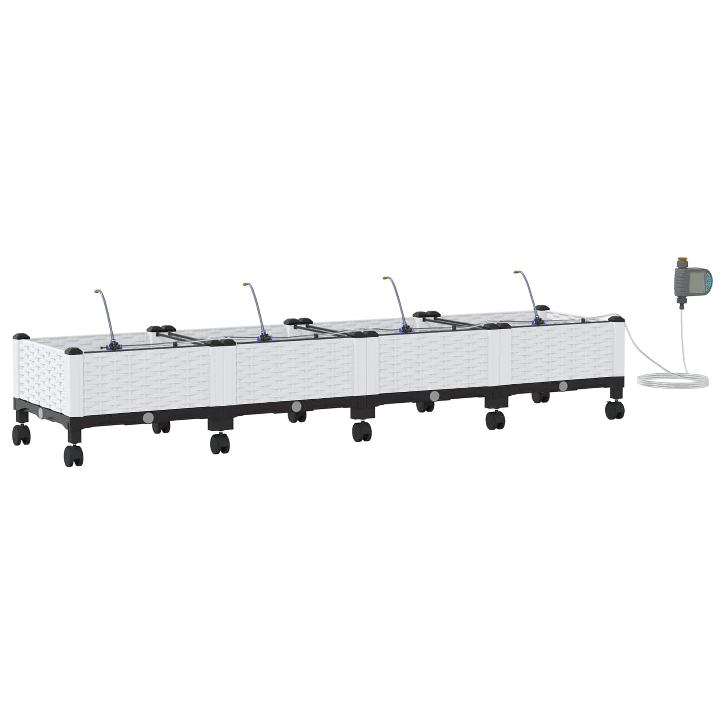 Garden Planter with Irrigation&Wheels 4 pcs White PP