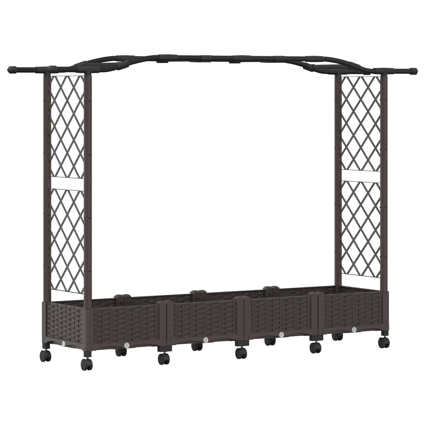 Raised Bed with Trellis and Roof Brown 207 x 40 x 129 cm PP