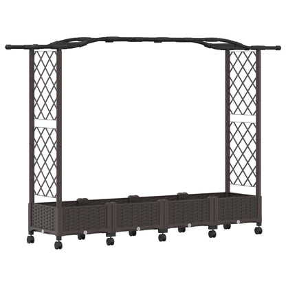 Raised Bed with Trellis and Roof Brown 207 x 40 x 129 cm PP